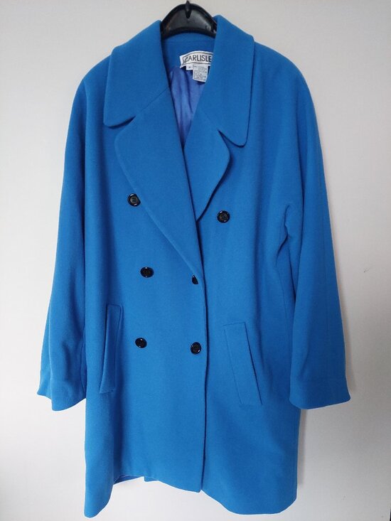Carlisle Jackets & Blazers - Vintage Carlisle Wool Cashmere Double Breasted Light Coat Light Blue Size 10